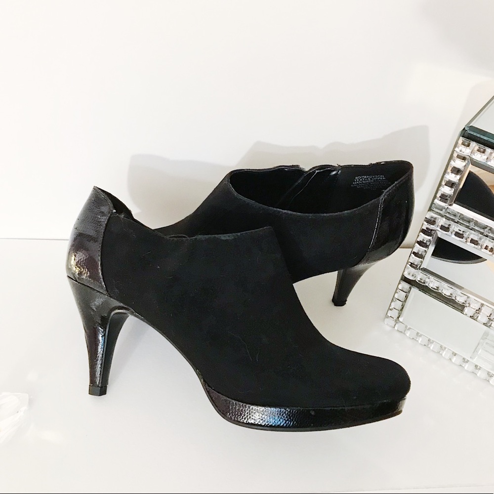 Black Suede Heel Booties